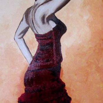 Painting titled "Flamenco bis" by Jc C-S ' Art, Original Artwork, Oil Mounted on Wood Stretcher frame