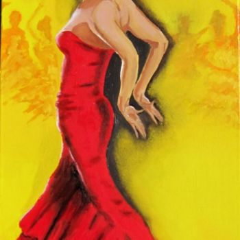 Pittura intitolato "Flamenco primo" da Jc C-S ' Art, Opera d'arte originale, Olio Montato su Telaio per barella in legno