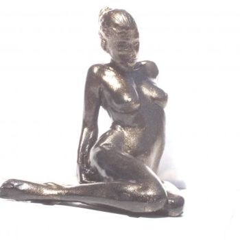 Sculpture titled "Nu assis" by Gaïd, Original Artwork, Metals