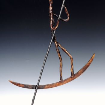 Skulptur mit dem Titel "le pirogier céleste" von Jean D'Hau, Original-Kunstwerk, Bronze