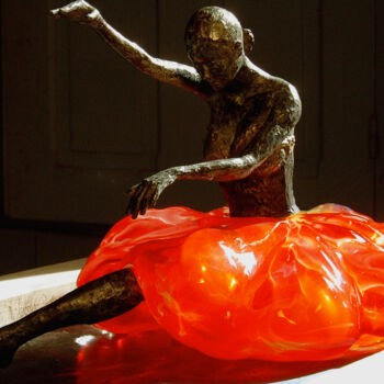 Sculpture titled "Glass Dancer" by Jeane Seah, Original Artwork, Bronze