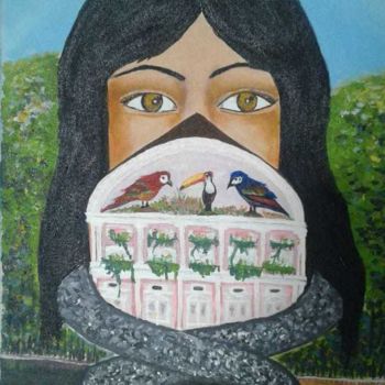 Painting titled "Teatro Amazonas sur…" by Jeane Silva, Original Artwork, Acrylic