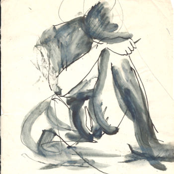 Σχέδιο με τίτλο "Nue pensif" από Jean Erick De Hyères De Hyères, Αυθεντικά έργα τέχνης, Άλλος