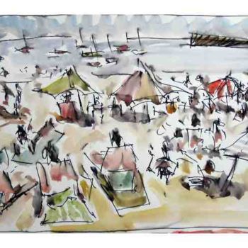 Картина под названием "Croquis Port d'Oran…" - Jean-François Groisy, Подлинное произведение искусства