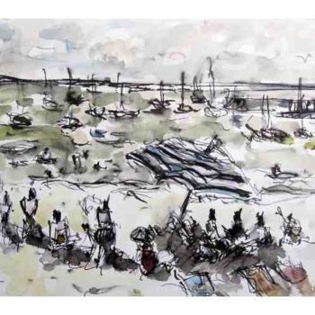 Pintura titulada "Croquis Port d'Oran…" por Jean-François Groisy, Obra de arte original