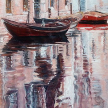 Painting titled "c'est Venise" by Jeanine Adell, Original Artwork, Oil