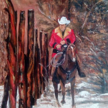 Painting titled "cavalier" by Jeanine Adell, Original Artwork, Oil