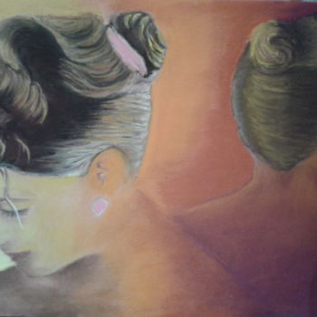 Рисунок под названием "chignon cranté" - Jeanine Adell, Подлинное произведение искусства, Пастель