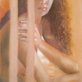 Zeichnungen mit dem Titel "portrait de femme a…" von Jeanine Adell, Original-Kunstwerk, Pastell