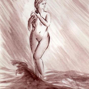 Peinture intitulée "Naissance de Vénus" par Jean-Joseph Chevalier, Œuvre d'art originale, Huile