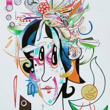 Dessin intitulée "She" par Jean Logerais, Œuvre d'art originale, Crayon