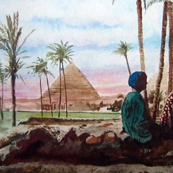 Pintura titulada "Pyramides d'Egypte" por Jean-Louis Cecilia, Obra de arte original