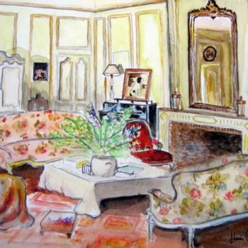Peinture intitulée "salon de chateau" par Jean-Louis Cecilia, Œuvre d'art originale