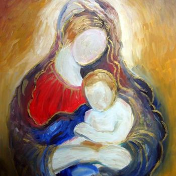 Pintura titulada "La vierge à l'enfant" por Jean-Louis Cecilia, Obra de arte original