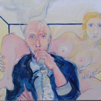 Peinture intitulée "La dernière cigaret…" par Jean-Louis Smoos, Œuvre d'art originale, Huile