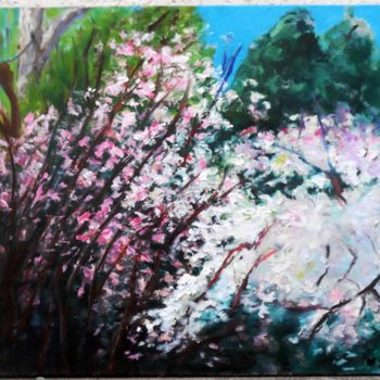Pintura titulada "les cerisier du jar…" por Jean Luc Grappin, Obra de arte original, Oleo