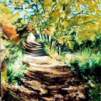 Peinture intitulée "chemin-de-rocaille-…" par Jean Luc Grappin, Œuvre d'art originale