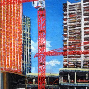 Painting titled "grue à Beaugrenelle" by Jean Luc Grappin, Original Artwork