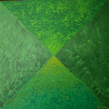 Painting titled "COMPOSITION VERTE" by Jean-Marc Gayraud, Original Artwork, Acrylic Mounted on Wood Stretcher frame