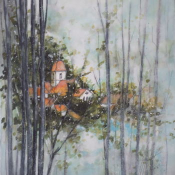 Peinture intitulée "Village Francomtois" par Jean-Marc Moisy, Œuvre d'art originale, Aquarelle
