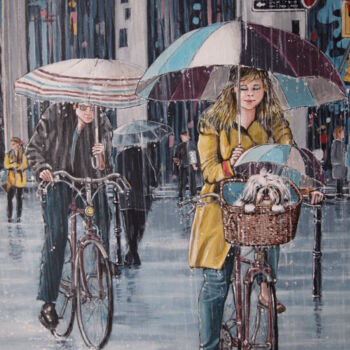 Peinture intitulée "Drague sous la pluie" par Jean-Marc Moisy, Œuvre d'art originale, Acrylique Monté sur Châssis en bois