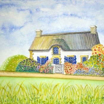 Pintura intitulada "Maison de Bretagne.…" por Alpha59-Jmpetit-, Obras de arte originais, Outro