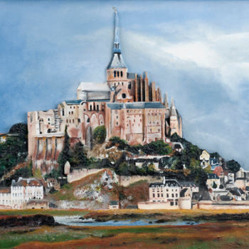 Peinture intitulée "Le Mont Saint-Michel" par Jean Marie Vincent, Œuvre d'art originale, Acrylique