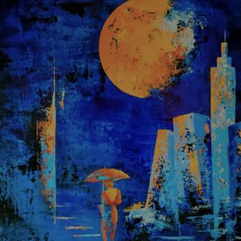 Painting titled "RDV Nocturne" by Jean Maurice Silvain, Original Artwork, Acrylic