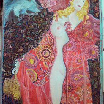 Peinture intitulée "le chaperon rouge" par Jean-Michel Coriou, Œuvre d'art originale, Huile