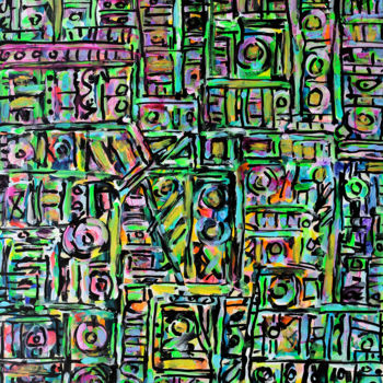 Schilderij getiteld "COMPUTER" door Jean Mirre, Origineel Kunstwerk, Acryl