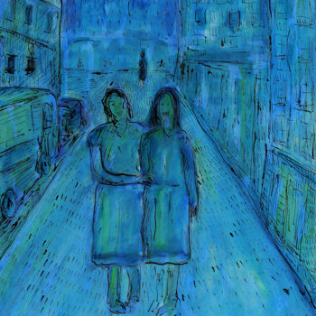 Painting titled "STREET FRIENDS" by Jean Mirre, Original Artwork, Oil