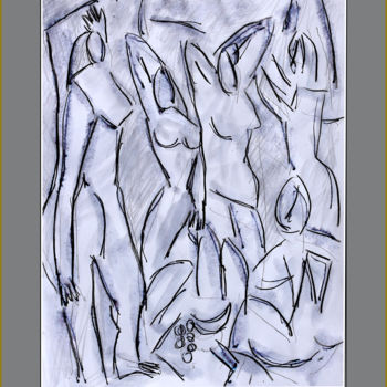 Pintura intitulada "MES DEMOISELLES , d…" por Jean Mirre, Obras de arte originais, Tinta