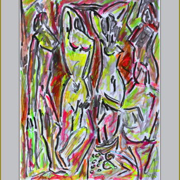 Ζωγραφική με τίτλο "MES DEMOISELLES 2 ,…" από Jean Mirre, Αυθεντικά έργα τέχνης, Ακρυλικό