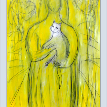Painting titled "FOR CAT'S SAKE" by Jean Mirre, Original Artwork, Oil