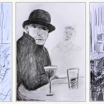 Dessin intitulée "LA VIE DES BARS" par Jean Mirre, Œuvre d'art originale, Crayon