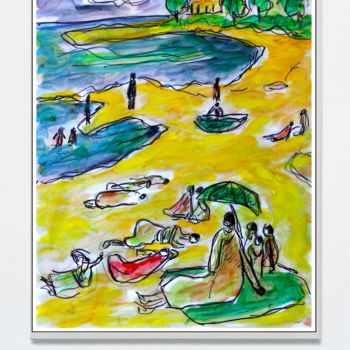 Painting titled "BEACH" by Jean Mirre, Original Artwork, Oil