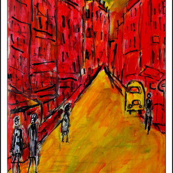Painting titled "RUE LEPIC" by Jean Mirre, Original Artwork, Oil