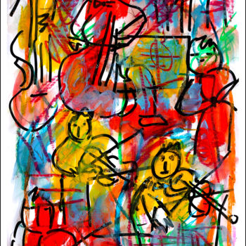 Painting titled "JAZZ BAND" by Jean Mirre, Original Artwork, Oil