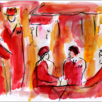 Malarstwo zatytułowany „CAFÉ” autorstwa Jean Mirre, Oryginalna praca, Olej