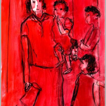 Картина под названием "FAMILLE NOMBREUSE1" - Jean Mirre, Подлинное произведение искусства, Масло