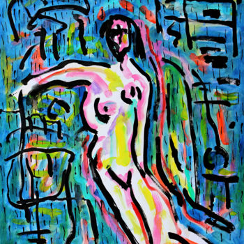 Malerei mit dem Titel "A HARD RAIN" von Jean Mirre, Original-Kunstwerk, Acryl