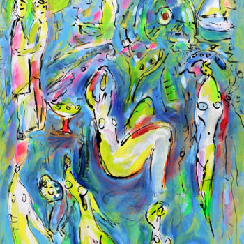 Malerei mit dem Titel "IDYLLE" von Jean Mirre, Original-Kunstwerk, Acryl