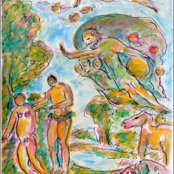 "ADAM AND EVE" başlıklı Tablo Jean Mirre tarafından, Orijinal sanat, Petrol