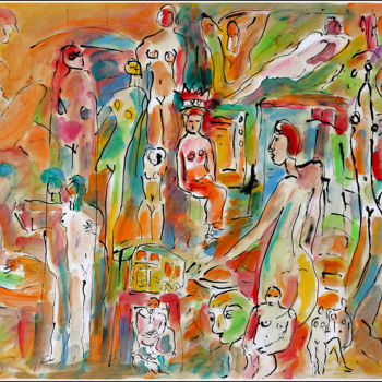 Pittura intitolato "YOUNG QUEEN" da Jean Mirre, Opera d'arte originale, Inchiostro