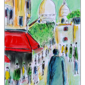 제목이 "Montmartre et soleil"인 미술작품 Jean Mirre로, 원작, 잉크