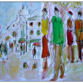 Pittura intitolato "Walk on by in Montm…" da Jean Mirre, Opera d'arte originale, Olio