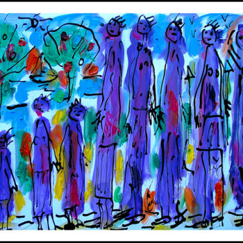 Картина под названием "ALL TOGETHER NOW" - Jean Mirre, Подлинное произведение искусства, Масло