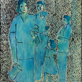 Pintura intitulada "FAMILLE à NANTERRE(…" por Jean Mirre, Obras de arte originais, Óleo
