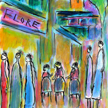 Painting titled "Déambulation" by Jean Mirre, Original Artwork, Oil