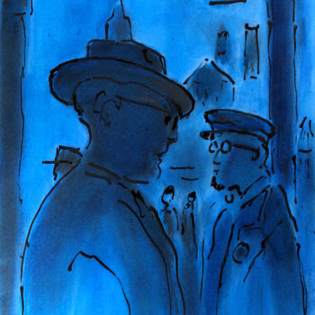 Malerei mit dem Titel "Men in NYC" von Jean Mirre, Original-Kunstwerk, Öl